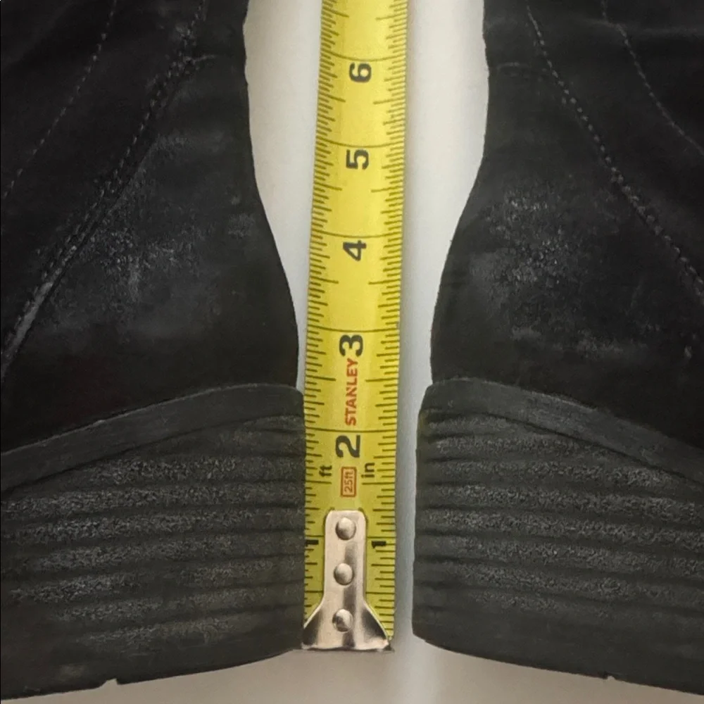 Born Womens Tall Lace Up Back Zip Flannel Lined Black Suede Leather Boot 6.5